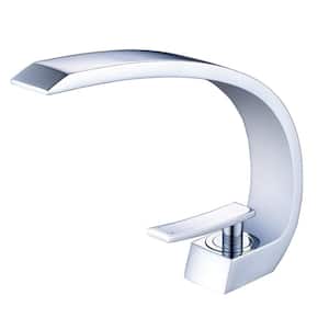 Polished Single-Handle Single Hole Curved Type Bathroom Faucet in Spot Resist in Chrome