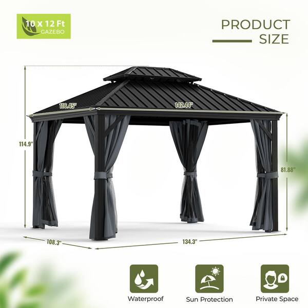 ChillPavilion 12 ft. W x 10 ft. D Double Roof Hardtop Aluminum