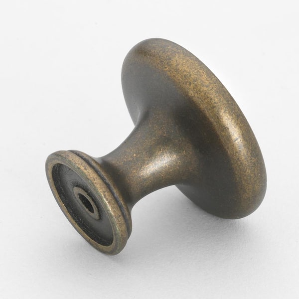 Grayson 1-1/8 in. Vintage Brass Round Cabinet Knob
