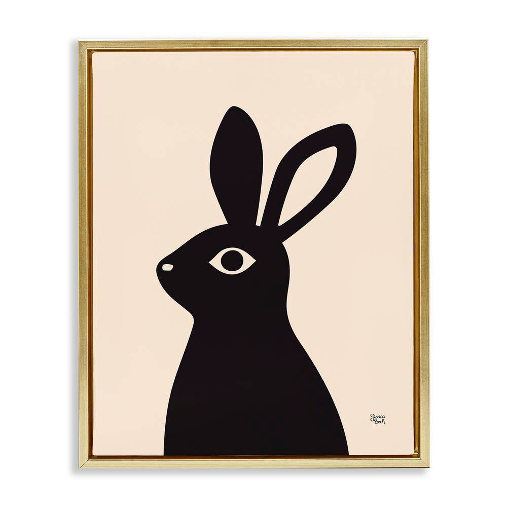 Black Bunny on Cream by Jessica Beck Gold Floater Frame Animal Graphic Art Print 31 in. x 25 in. price history on PriceWatchPro