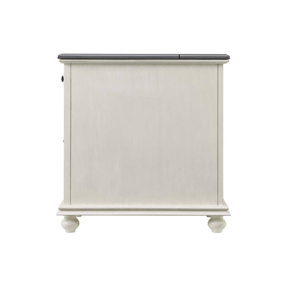 White and Gray Rectangular Wood Chairside Table with Storage