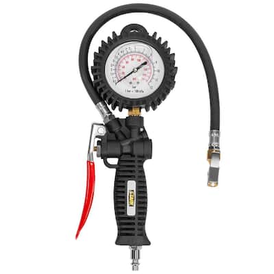 Analog Tire Inflator with Oil-Filled Pressure Gauge and 17 in. Hose