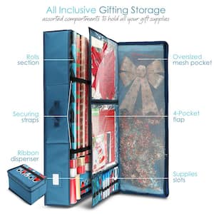 Blue Large Christmas Wrapping Paper Storage Box