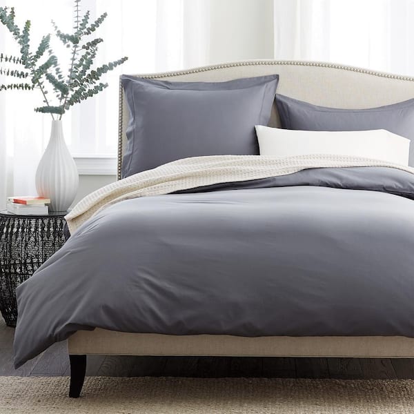 Legends Hotel Pewter Solid Supima Cotton Percale Full Duvet Cover