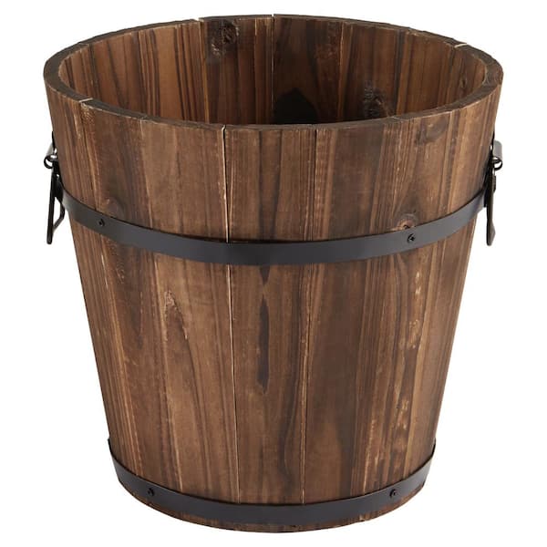 PRIVATE BRAND UNBRANDED 11.8 in. x 11.8 in. Burnt Wood Bucket Barrel