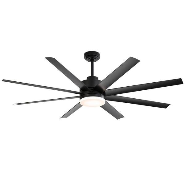 Breezary Rupert 65 in. Integrated LED Indoor Black Ceiling Fans with Light and Remote Control Included