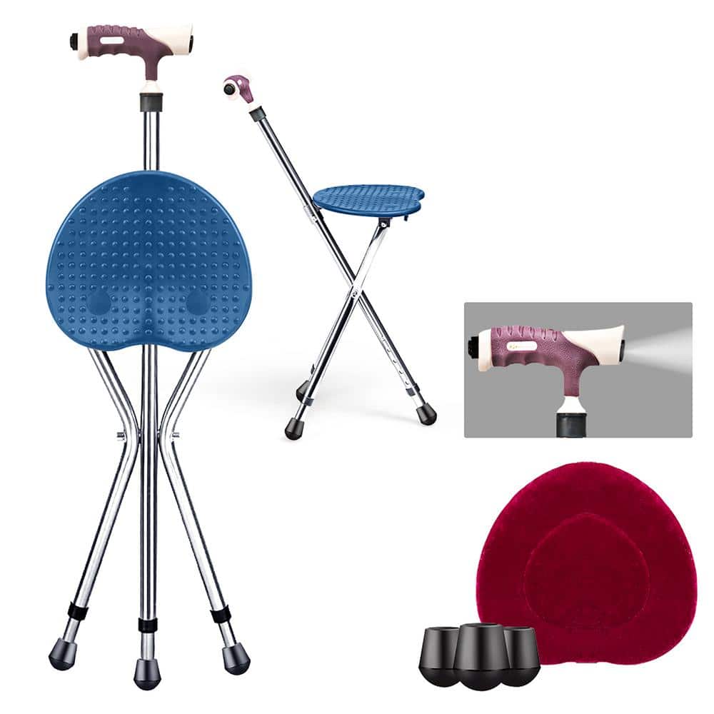 Costway Adjustable Folding Cane Seat Aluminum Alloy Crutch