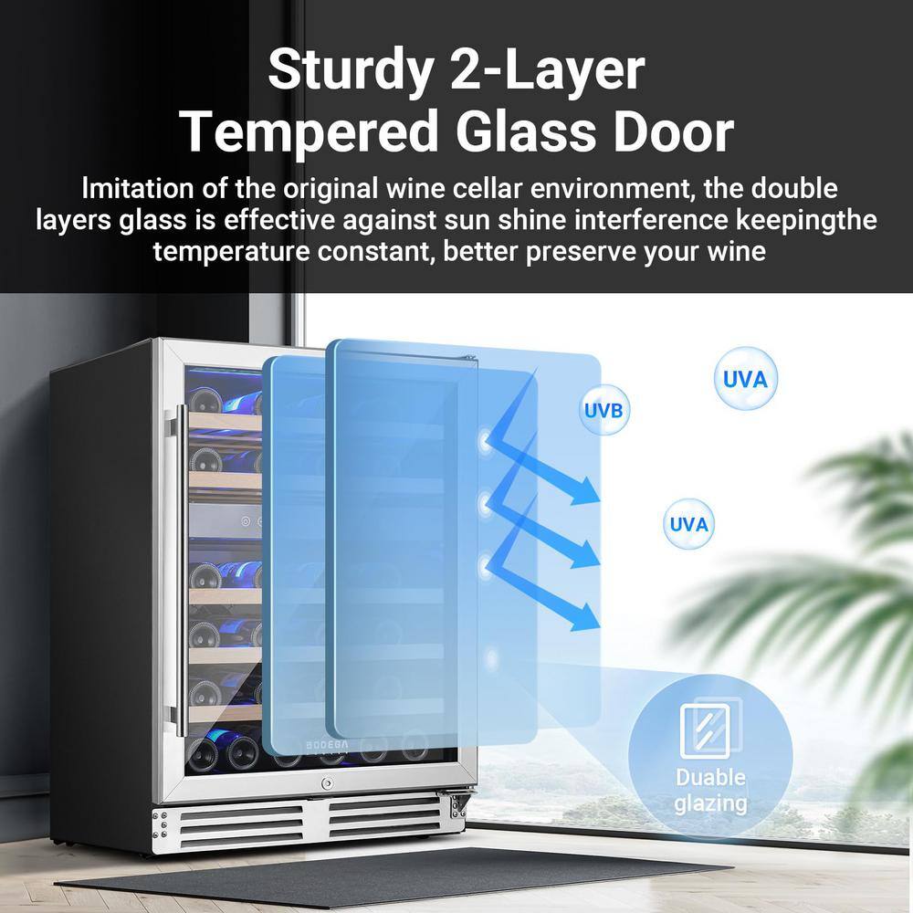 24-Inch Stainless Steel Dual Zone Wine Cooler with LED Lighting