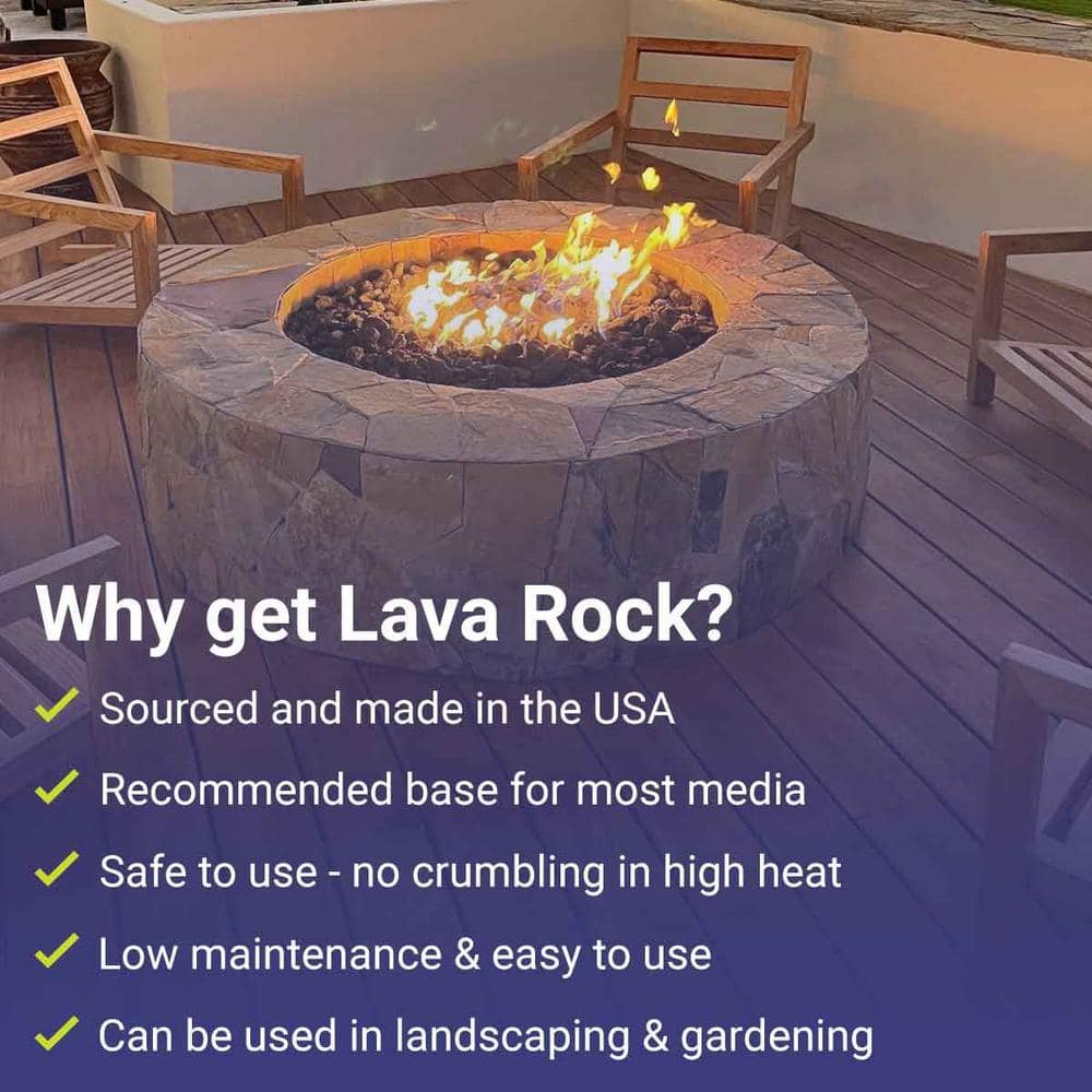 Black Volcanic Lava Rock for Fire Pits and Fireplaces - 10 lbs