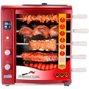 Portable Propane Gas Rotisserie Grill in Red