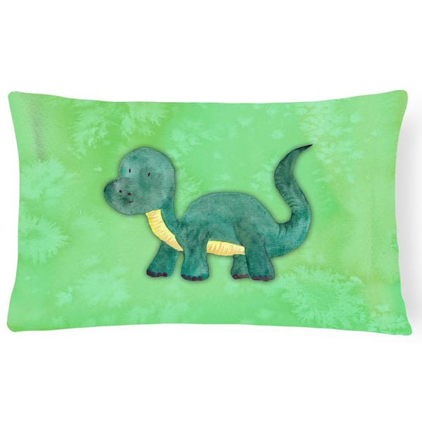 Caroline's Treasures 12 in. x 16 in. Multi-Color Outdoor Lumbar Throw Pillow Brontosaurus Watercolor