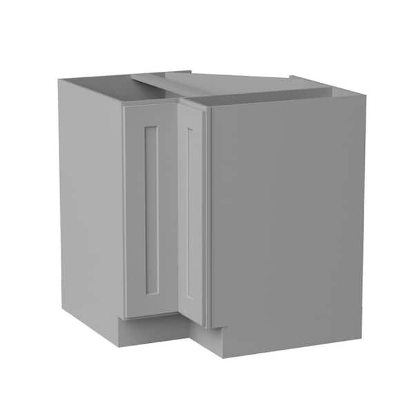 33 in. W x 24 in. D x 34.5 in. H Ready to Assemble Solid Wood Shaker Base Lazy Susan Kitchen Cabinet in Light Grey