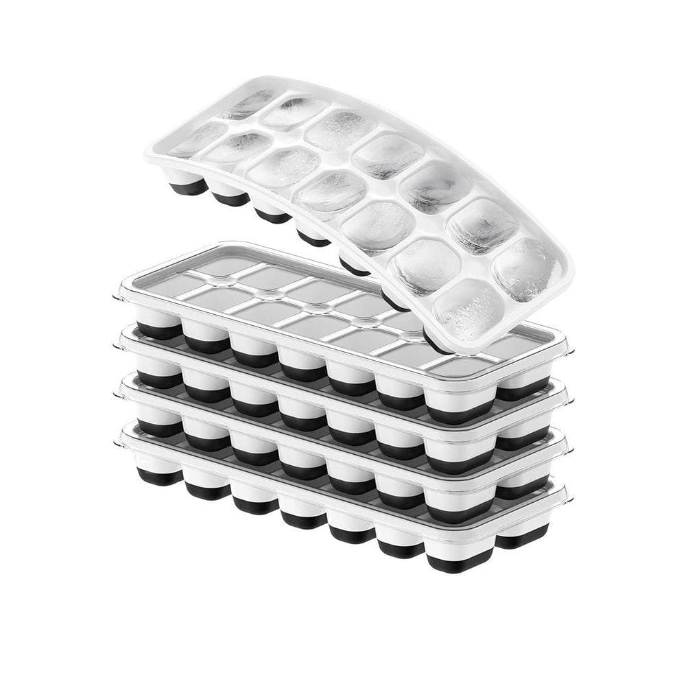 Lynzavix Stackable Silicone Ice Cube Tray Set Black Rectangular