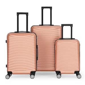 3 Piece Luggage Set Suitcase Spinner Hardshell Lightweight ABS TSA Lock Spinner Carry on (Rosegold)