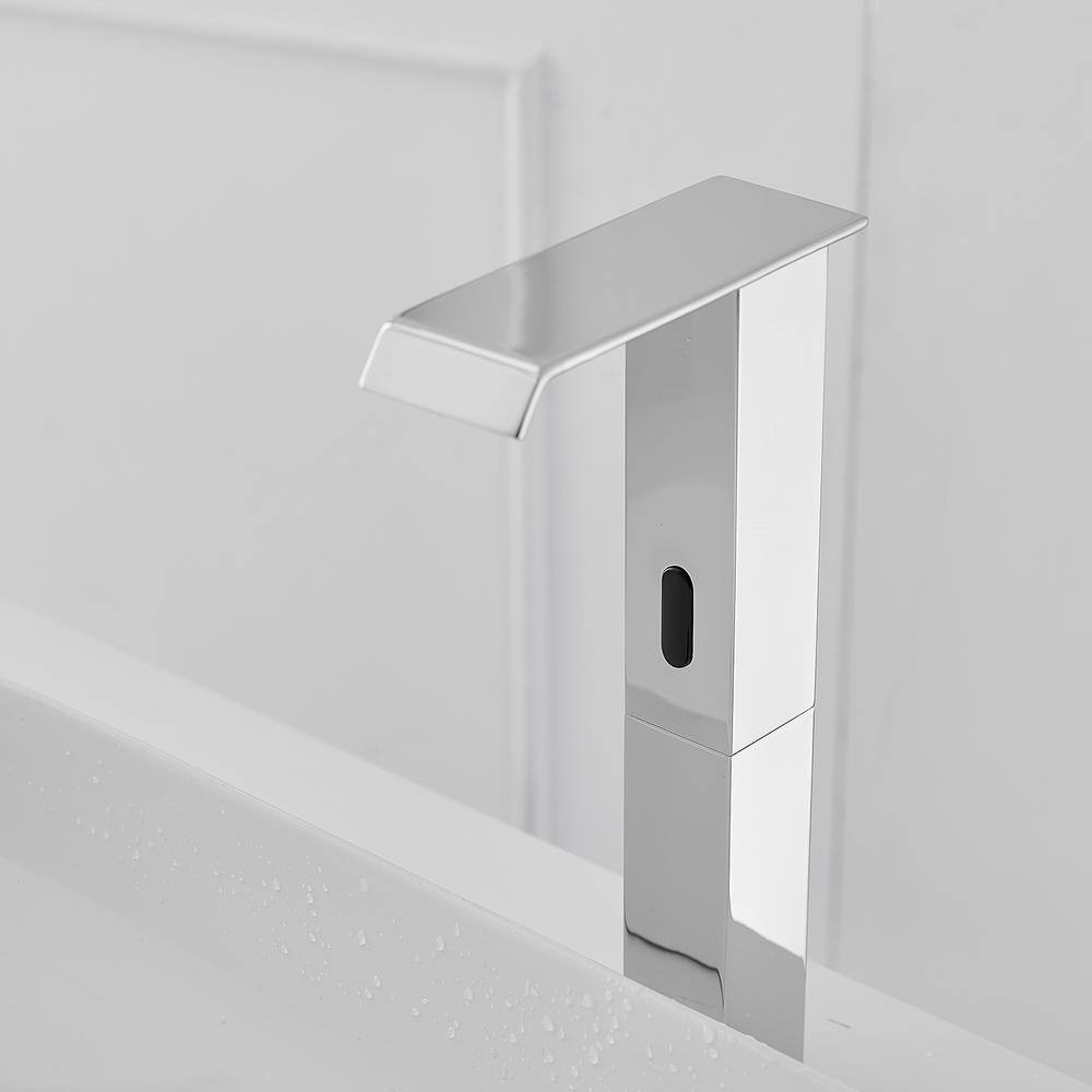 Polished Chrome Touchless Vessel Sink Faucet with Pop Up Drain