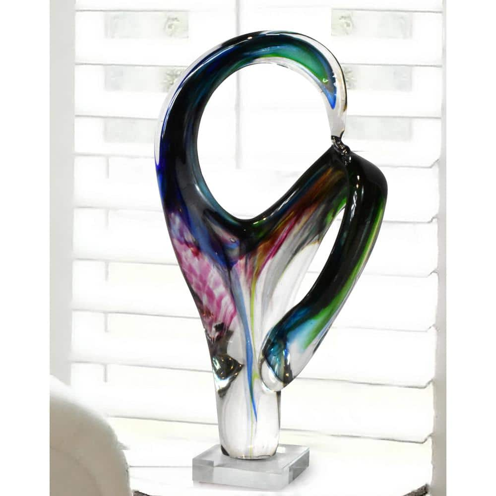 Dale Tiffany 15 in. Contorted Handcrafted Art Irregular Glass Sculpture ...