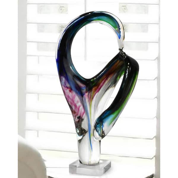 Dale Tiffany 15 in. Contorted Handcrafted Art Irregular Glass Sculpture