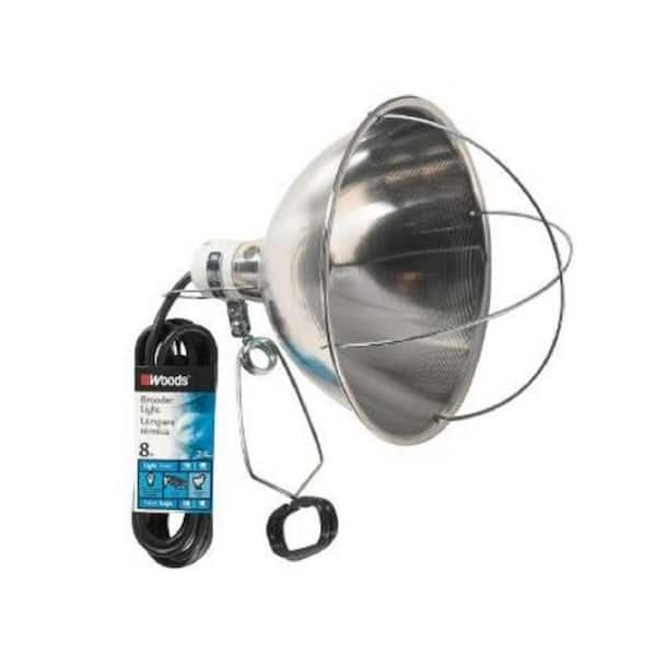 Woods 300-Watt 8 ft. 18/2 SJTW Incandescent Brooder Clamp Work Light and Heat Lamp with 9.75 in. Reflector and Bulb Guard