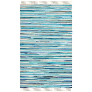 Rag Rug Turquoise/Multi Doormat 2 ft. x 3 ft. Fleck Striped Area Rug