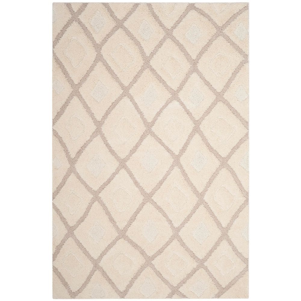 Olympia Shag 5 ft. x 8 ft. Cream/Beige Diamond High-Low Area Rug price history on PriceWatchPro