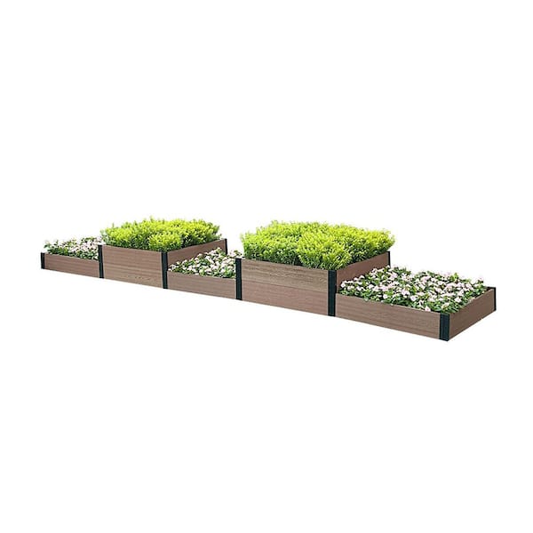 EverBloom 38 in. D x 14 in. H x 184 in. W Brown and Black Composite Board and Steel Terraced Quintuple Garden Bed