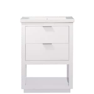 Klein 24 in. W x 18 in. D Bath Vanity in White with Porcelain Vanity Top in White with White Basin