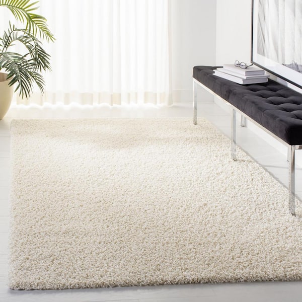 Primo Shag Ivory 4 ft. x 6 ft. Solid Area Rug