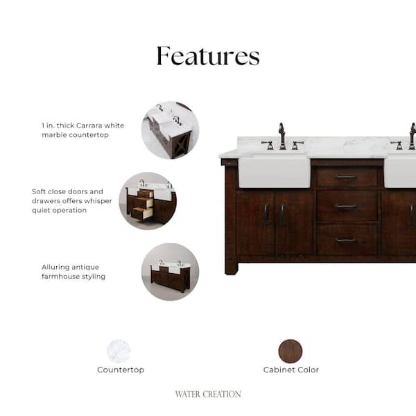 Water Creation Paisley 72 in. W x 22 in. D Vanity in Rustic Water Creation Paisley 72 in. W x 22 in. D Vanity in Rustic