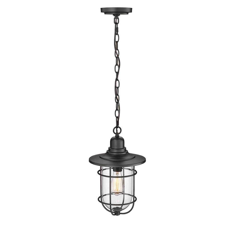 Powder Coat Black Glass Outdoor Hanging Lantern