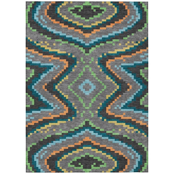 Chantille Machine Washable Indoor/Outdoor Abstract ACN2829 Gray 9 ft. x 12 ft. Area Rug