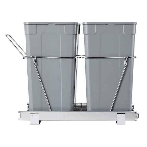 Pullout Trash Can 35 qt. x2 for Kitchen Cabinet, Under Sink, Heavy Duty Slides, Under Mount Recycling Bin with Handle