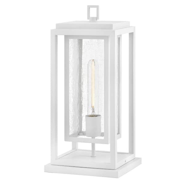 HINKLEY Republic 1-Light Textured White Composite Plastic Weather Resistant Pier Mount Light with No Bulbs Included