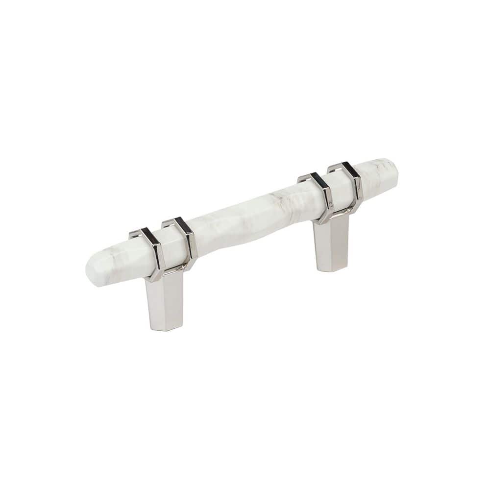 Carrione 3 in. (76mm) Center-to-Center Marble White/Polished Nickel Bar Cabinet Pull price history on PriceWatchPro
