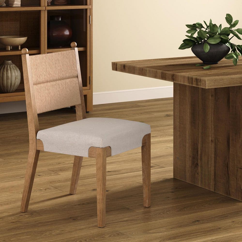 Cove Flax/Light Brown Upholstered Seat with Solid Wood and Woven Seagrass Back Dining Chair price history on PriceWatchPro