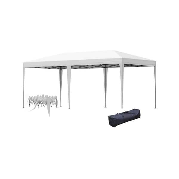 Tunearary 10 ft. x 20 ft. Foldable Pop Up Canopy Gazebo Tent in White with Storage Bag