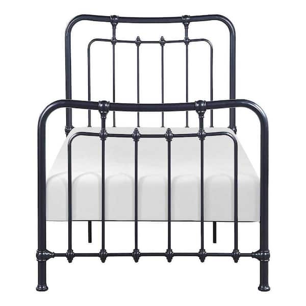EVERGLADE HOME Arizel Gunmetal Black Metal Frame Twin Platform Bed
