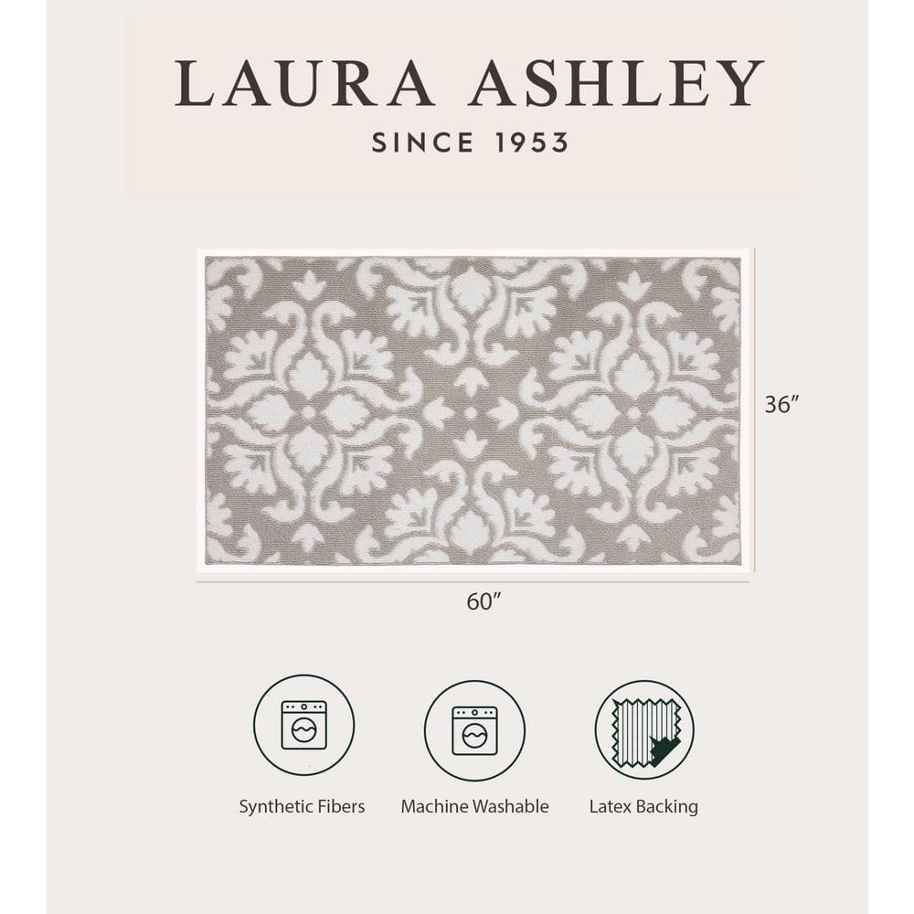 Light Grey & White Geometric Easy-Care Area Rug, 60"x36"