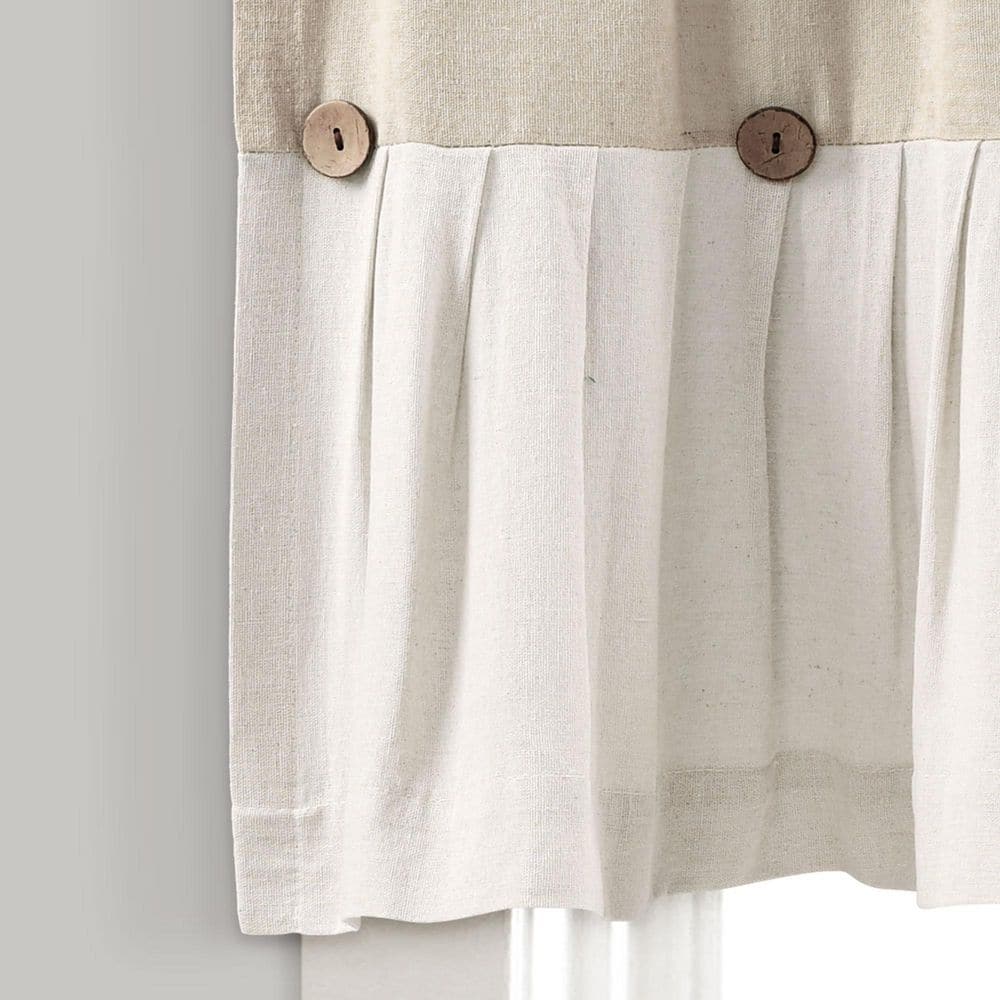 Linen Button Pleated Rod Pocket Window Valance