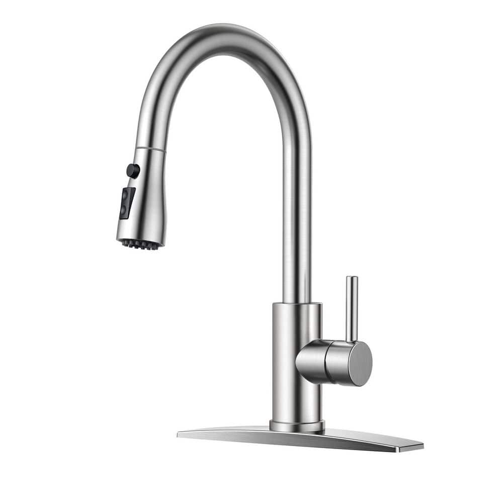 Single-Handle Pull Down Sprayer Kitchen Faucet with Deck Plate in Brushed Nickel price history on PriceWatchPro