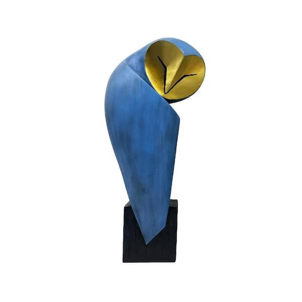 Blue 5 in. x 15 in. Resin Mid-Century Modern Owl Sculpture
