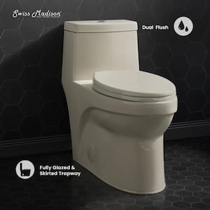 Virage 1-piece 1.1/1.6 GPF Dual Flush Elongated Toilet in Bisque, Seat Included