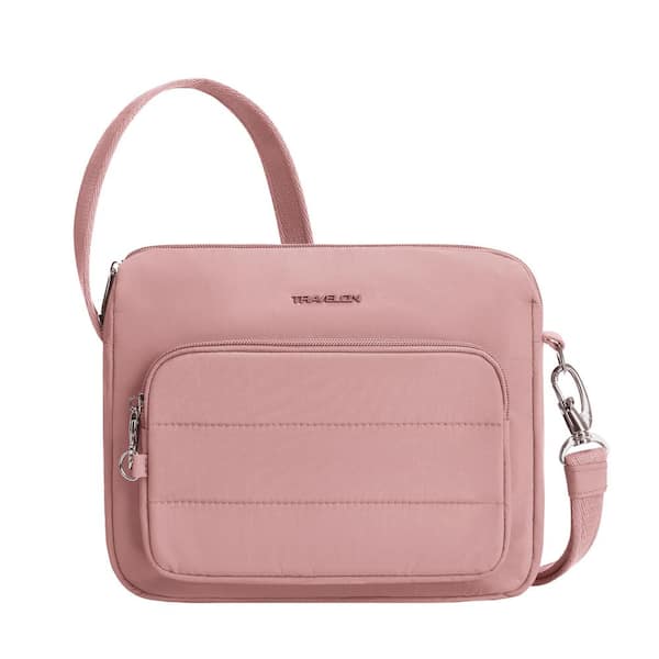 Travelon Anti-Theft Desert Pink Roam East/West Crossbody Tote Bag