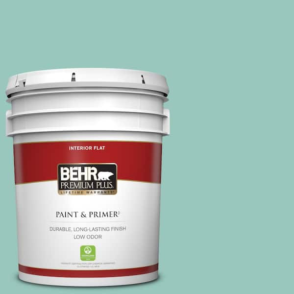 BEHR PREMIUM PLUS 5 gal. #490D-4 Eucalyptus Leaf Flat Low Odor Interior Paint & Primer