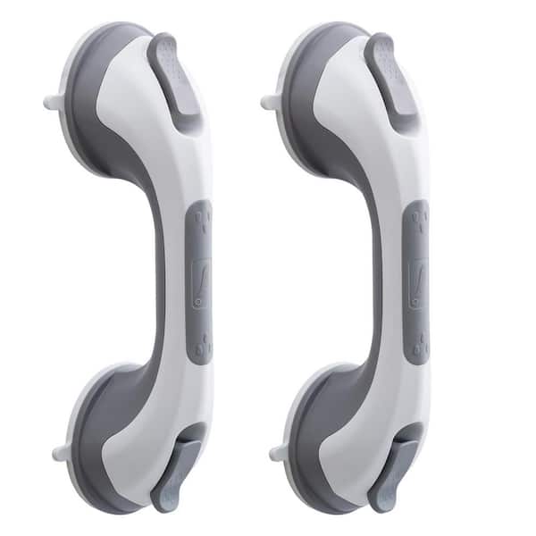 Numhew 12.2 in. Shower Grab Bar in Gray, Suction Grab Bars, Bathroom Safety Grip for Seniors and Elderly (2-Pack)