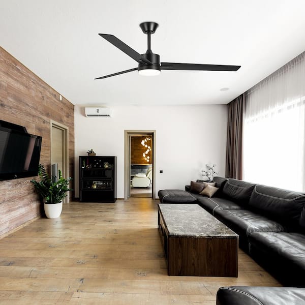 Elijah 60 in. Indoor Black 6-Speed Ceiling Fan with Adjustable White LED Light with Remote Included