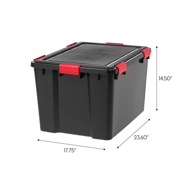 IRIS UCB-LDD WEATHERTIGHT Storage Box, 74 Quart, Black, 4 Pack, 74