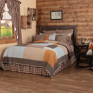 Rory Brown Tan Greige Rustic Patchwork Twin Cotton Quilt