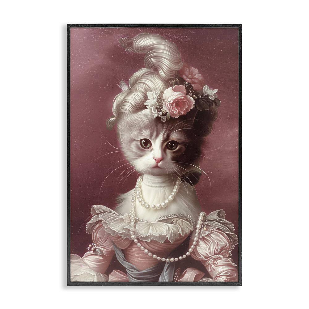 Your Catness Historical Portrait by Annabelle Hall 1 Piece Black Framed Animal Giclee Art Print 30 in. x 20 in. price history on PriceWatchPro