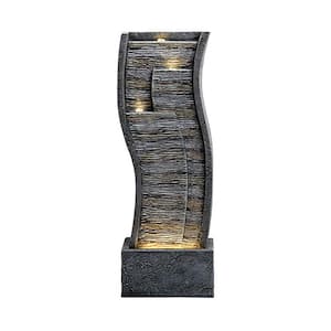 39 in. Tall Freestanding Fountains Waterfall Fountain Garden Patio Water Features with LED Light