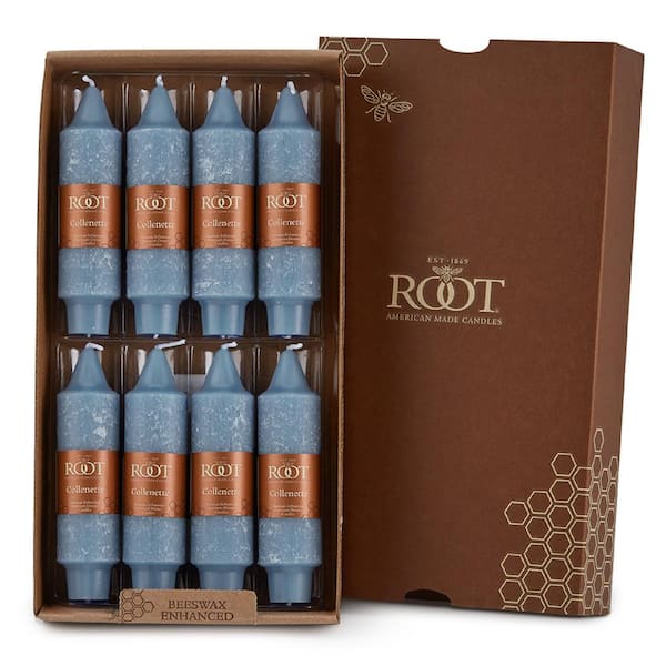 ROOT CANDLES Timberline Collenette 5 in. Williamsburg Blue Unscented Taper Candle (Box of 8)